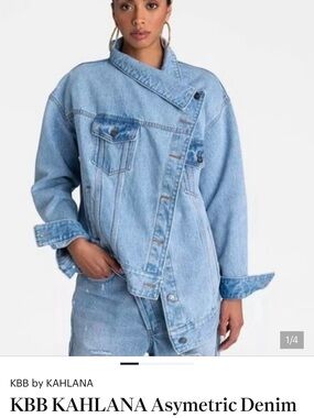 KBB Kahlana Asymmetric Light Blue Denim Jacket